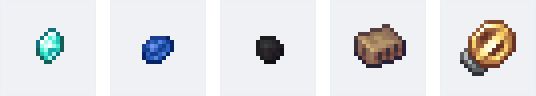 Éclat de diamant, éclat de lapis, morceau de charbon, brûleur et fouet en or