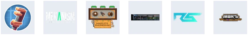 Quelques mods majeurs du pack: Create, Mekanism, Immersive Engineering, Twilight Forest, Refined Storage et Iron's Spells