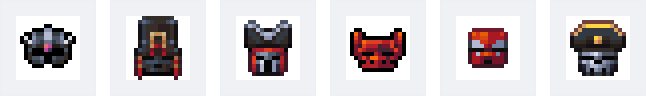 Casques dragon, seigneur de guerre, pirate, nether, tengu et conquistador