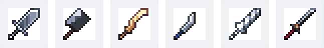 Épée du paladin, hachoir, claymore khopesh, kukri, glaive à clous et uchigatana