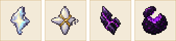 Le Fragment d'Étoile, l'Étoile du Nether Incomplète, l'Éclat de Dragon et l'Œuf de Dragon Incomplet