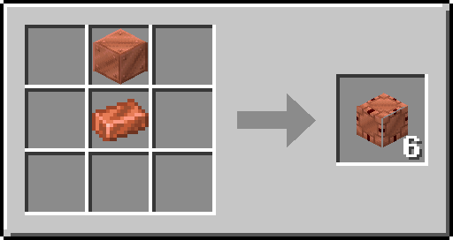 Recette de la base de tuyau: un tuyau à fluide au-dessus d'un lingot de cuivre, pour six bases