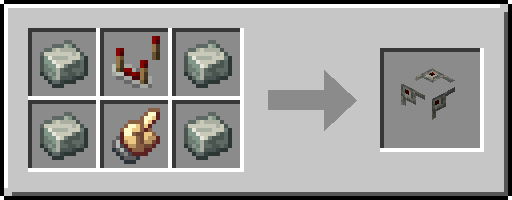 Recette de l'accessoire de tube détecteur de redstone: quatre alliages d'andésite, un comparateur et une main de laiton