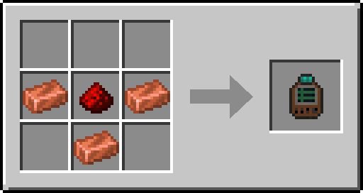 Recette de l'émetteur MIDI: trois lingots de cuivre et une poudre de redstone