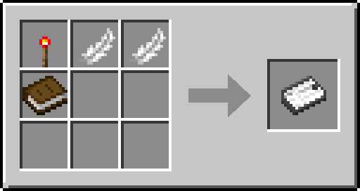 Recette du guide ParCool: une torche de redstone, deux plumes et un livre