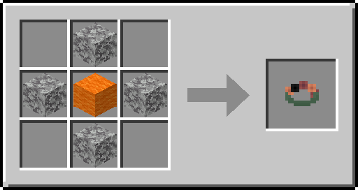 Recette du bonnet d'hiver: une laine orange au centre entourée de quatre feuilles en croix