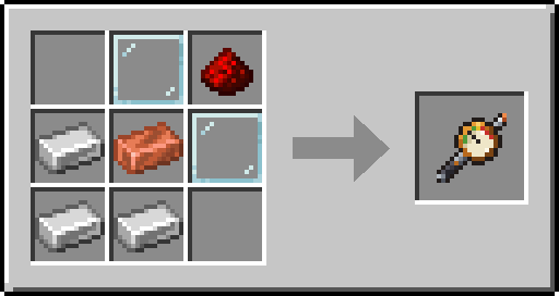 Recette de l'Inspecteur d'usine: vitres, redstone, lingots de fer et un lingot de cuivre