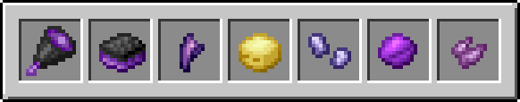Cuisse de dragon, viande de dragon crue, croc de dragon, viande de shulker, cartilage d'enderman, viande d'endermite crue et succulente de chorus